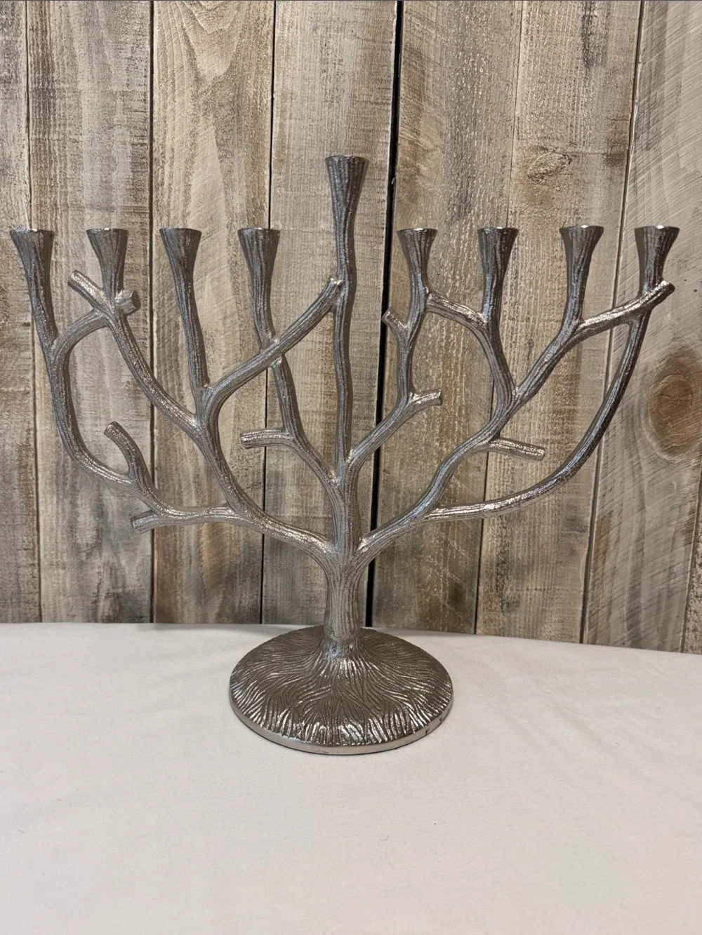 Large 2016 Pier 1 Cast Aluminum Tree Of Life Hanukkah Menorah